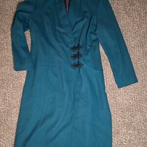 Vintage Hunter Green Reed Scranton Dress 14P with Beautiful Detailing (WOOL)